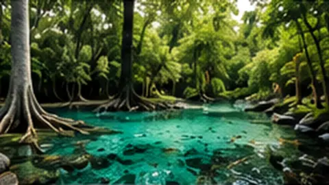 Emerald Pool in the forest in Krabi