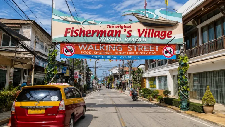 Straße im Fisherman’s Village in Bophut auf Koh Samui