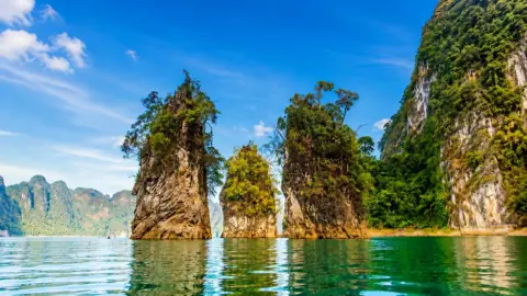 Limestone landscape and water in Surat Thani province