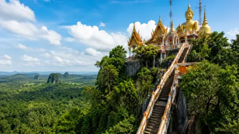 Tiger Cave Temple and limestone landscape in Krabi
